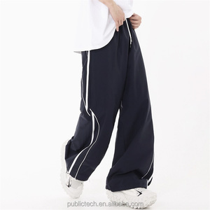 <b>Lightweight</b> 300gsm 40%Nylon Wholesale Windbreak Track Sports Pants Straight Wide Leg Streetwear Casual Pants <b>Trousers</b> <b>Men</b> - Product Image 3