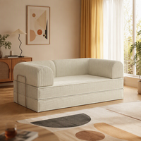 Canapé-lit compressible Zenmoon Combo 3 places rotatif, revêtement en chenille/corduroy, mobilier de salon 2-en-1, emballé sous vide