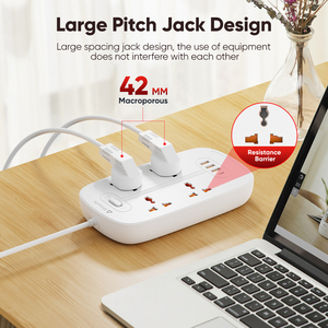 Mitsushi xách tay bảo vệ tăng <span class=keywords><strong>USB</strong></span> C nhanh chóng sạc mở rộng dây chì cắm ổ cắm AC Outlet UK <span class=keywords><strong>Power</strong></span> Strip - Product Image 2