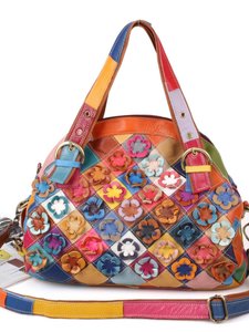 Bolso Ando de Cuero Vacuno Genuino para Mujer, Bolso Tote con Parches Coloridos, Bolso de Hombro y Bandolera - Product Image 5