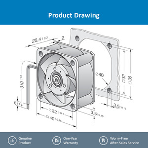 ebm-papst 12V 40*40*25mm 412JHHU DC Axial Cooling Fan for Industrial <b>Control</b> Cabinet Equipment - Product Image 4