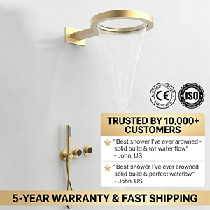 Conjunto de Ducha de Pared para Baño en Oro Cepillado - Product Image 5