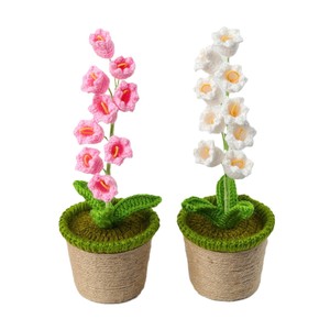 Decoração <span class=keywords><strong>home</strong></span> tecido flores falsas buquê Fio de lã grande lírio do vale vaso planta de malha <span class=keywords><strong>artificial</strong></span> tricô flor - Product Image 3