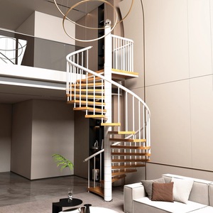 Kit d'<span class=keywords><strong>escalier</strong></span> en spirale circulaire préfabriqué, gain de place, <span class=keywords><strong>design</strong></span> décoratif, extérieur, couleur blanche, en acier - Product Image 2