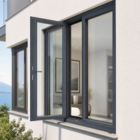 Fenêtre à battant en aluminium architectural avec double vitrage trempé et verrouillage multipoints pour maisons personnalisées