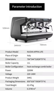 Máy pha cà phê <span class=keywords><strong>Espresso</strong></span> Nuova Appia Life thương mại màu đen 2 nhóm chuyên nghiệp bán tự động điều khiển điện - Product Image 5