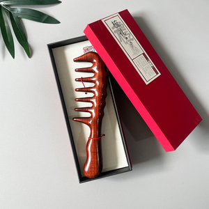 Peine para masaje de madera de sándalo <span class=keywords><strong>Natural</strong></span>, peine para masaje de cabeza de meridiano de dientes, peine para masaje del cuero cabelludo, masajeador corporal antiestático - Product Image 1