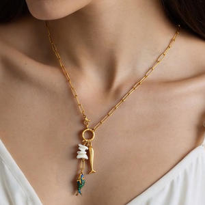 Ciondolo di pesce oceano 18K oro placcato in acciaio inox catena fai da te collana gioielli moda accessori - Product Image 2