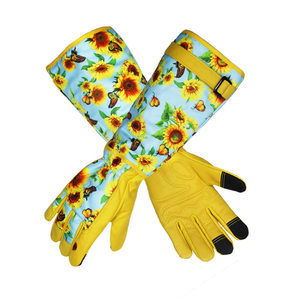 <span class=keywords><strong>Antebrazo</strong></span> largo Cuero Palma Impermeable Rosa Flor Poda Protección Cactus Arbustos y setos Corte Jardinería Guantelete Guantes - Product Image 2