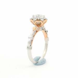 Anillos de Compromiso de Oro Sólido de 14k/18k, Anillo de Boda Unisex de Oro Rosa de Dos Tonos con Diamante Cultivado en Laboratorio de Corte Redondo, Certificado IGI - Product Image 2