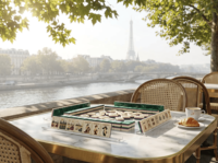 2026 Vente en gros Ensemble de Mahjong américain haut de gamme en acrylique, prêt à l'emploi, pour le divertissement, très vendu, jeu de société design moderne en Lucite esthétique