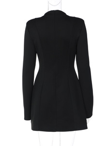 Robe mini noire à découpes pour femme, col haut, manches longues, détail boucle métallique, robes de soirée formelles, mode - Product Image 5