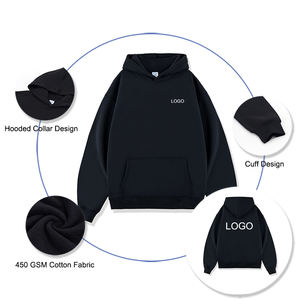 Sudadera con capucha de invierno de lana de canguro de manga larga para hombres y mujeres logotipo bordado personalizado 450GSM suéter de algodón ecológico de peso pesado - Product Image 2