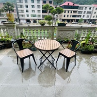 Tables et chaises en bois plastique pour l'extérieur, hôtel, école, balcon, villas de loisirs, cour, café, salon de thé, imperméables et anticorrosion