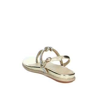 Sandali piatti da donna con strass, cinturino a T, stile infradito metallizzato oro, scarpe estive - Product Image 2