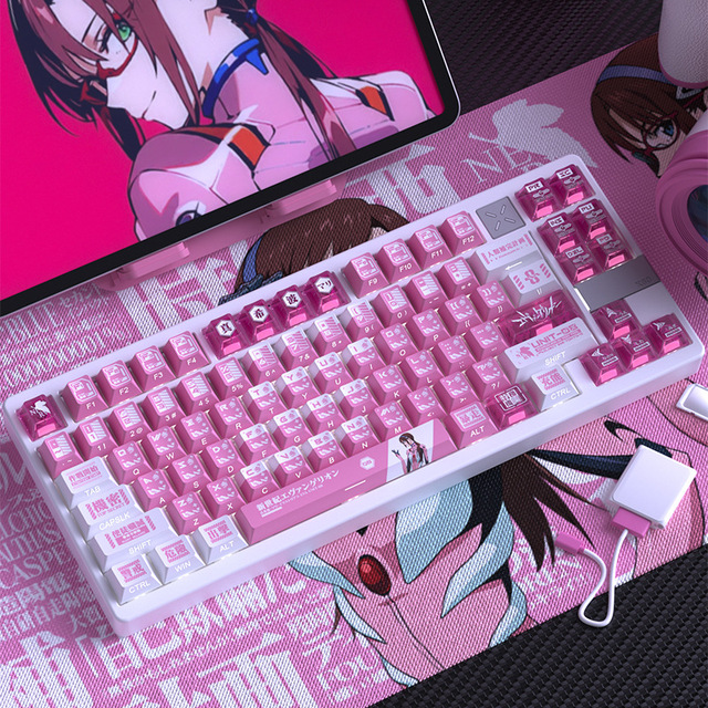 EVA Mari Makinami Illustrious 131 keycaps PBT keycaps mechanical keyboard anime customization Key Caps