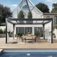 Pergola bioclimatique en aluminium motorisée CBMMART, pergola extérieure, gazebo, pavillon avec télécommande, pergola à lames orientables