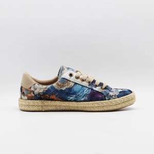 Zapatillas bajas de lona con estampado floral y suela de esparto tejida, con cordones - Calzado casual bohemio de verano para mujer - Product Image 4