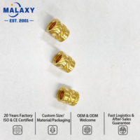 Insert fileté en laiton Malaxy pour moulage par injection plastique, filetages 1/4-20, M2, M2.5, M3, M4, M5, M6, M8, à fusion à chaud