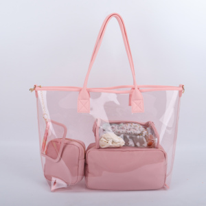 <b>Hot</b> Selling Women's Large Capacity Clear PVC Tote <b>Bag</b> Waterproof Summer Autumn Winter Beach Handbag Custom Travel Embroidery - Product Image 1