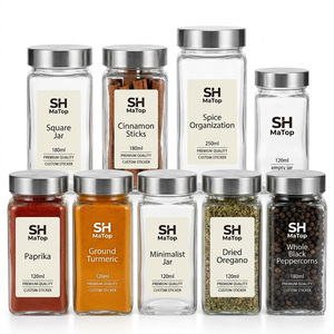 Barattolo per Spezie in Vetro Quadrato Minimalista da 120ml con Coperchio in Legno di <span class=keywords><strong>Acacia</strong></span> e Adesivo Impermeabile Personalizzato - Product Image 4