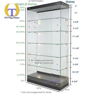 Hiển thị tường showcase khói cửa hàng hoặc cửa hàng bán lẻ cửa trượt kính tempered showcase với ánh sáng xuống và ánh sáng tại chỗ - Product Image 1