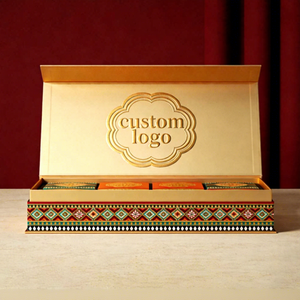 Boîte cadeau rigide de style chinois avec motifs imprimés UV, fermeture magnétique, emballage rectangulaire en carton ivoire pour gâteaux de lune - Product Image 2