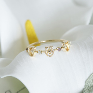 Fiaba nicchia chiaro cielo stellato Milgrain colorato piccole pietre preziose impilabili anelli periodo vittoriano <span class=keywords><strong>gioielli</strong></span> - Product Image 3