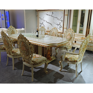 Set da <span class=keywords><strong>Pranzo</strong></span> di Lusso in Stile Europeo Moderno, Tavolo in Legno con 8 Sedie, Arredamento per Sala da <span class=keywords><strong>Pranzo</strong></span> e Soggiorno - Product Image 2