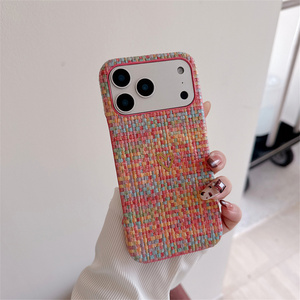 Funda Magnética para Teléfono Móvil con Diseño de Arcoíris Tejido para iPhone 17 16 15 Pro Max, Tela Colorida, a la Moda, Resistente a Impactos, Cubierta Trasera Resistente - Product Image 2