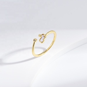 Prix usine – Bague ajustable en argent sterling 925 plaqué or 18 carats avec motif animal et pierres précieuses, mignonne pour enfants et filles, idéale au quotidien, à prix abordable - Product Image 1