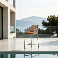 Chaise de bar extérieure en aluminium avec siège en corde d'oléfine, qualité contractuelle, meubles sur mesure