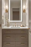 Meuble-lavabo de salle de bain Anewson de style transitionnel avec dessus en marbre et armoire de style Shaker pour la maison