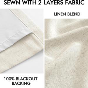 DaiRui 100 <span class=keywords><strong>Rideaux</strong></span> occultants <span class=keywords><strong>en</strong></span> <span class=keywords><strong>lin</strong></span> coloré Faux coton <span class=keywords><strong>lin</strong></span> <span class=keywords><strong>double</strong></span> couche doublure blanche pincée plissée <span class=keywords><strong>rideaux</strong></span> à languette supérieure - Product Image 4