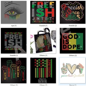 Aprise - Black History 1865 Juneteenth strass Transfers Custom Made Iron on Stones Transfer design per T-shirt - Product Image 6