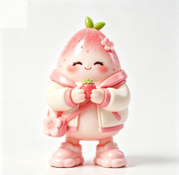 Figurine de collection personnalisée en PVC et ABS, motif fraise rose de dessin animé, statue d'art fabriquée en Chine, OEM sur mesure pour la vente en gros aux marques