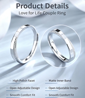 Vente en gros d'anneaux de couple tendance en argent sterling 925 en forme de diamant Mobius, pour femmes et hommes, cadeau de mariage, de fiançailles ou de fête