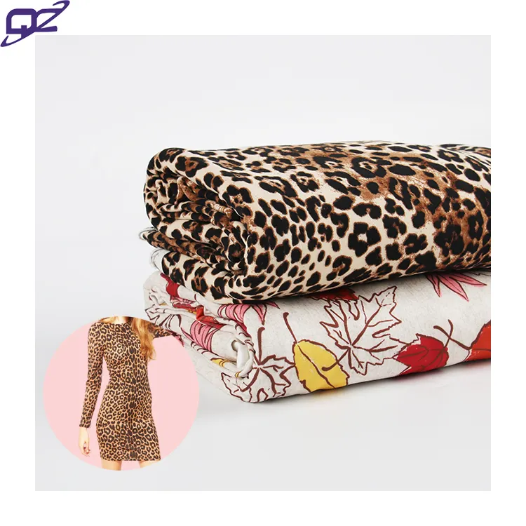 Leopard Design Polyester Spandex Soft Touch 4-Wege-Stretch Yummy Strick Jersey Digital Fabric Printing Custom für Frauen Kleid