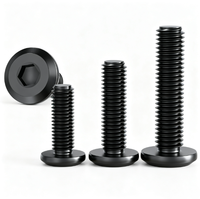 Vis à tête plate chanfreinée en acier inoxydable M2-M12, filetage grossier, finition oxyde noir