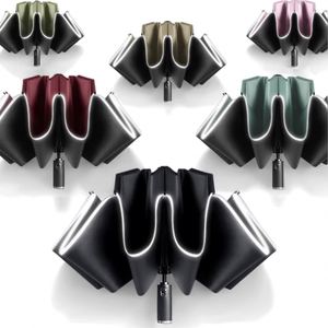 Parapluie inversé créatif à 10 baleines en vinyle, réfléchissant, pour affaires, avec logo imprimé, publicitaire - Product Image 3