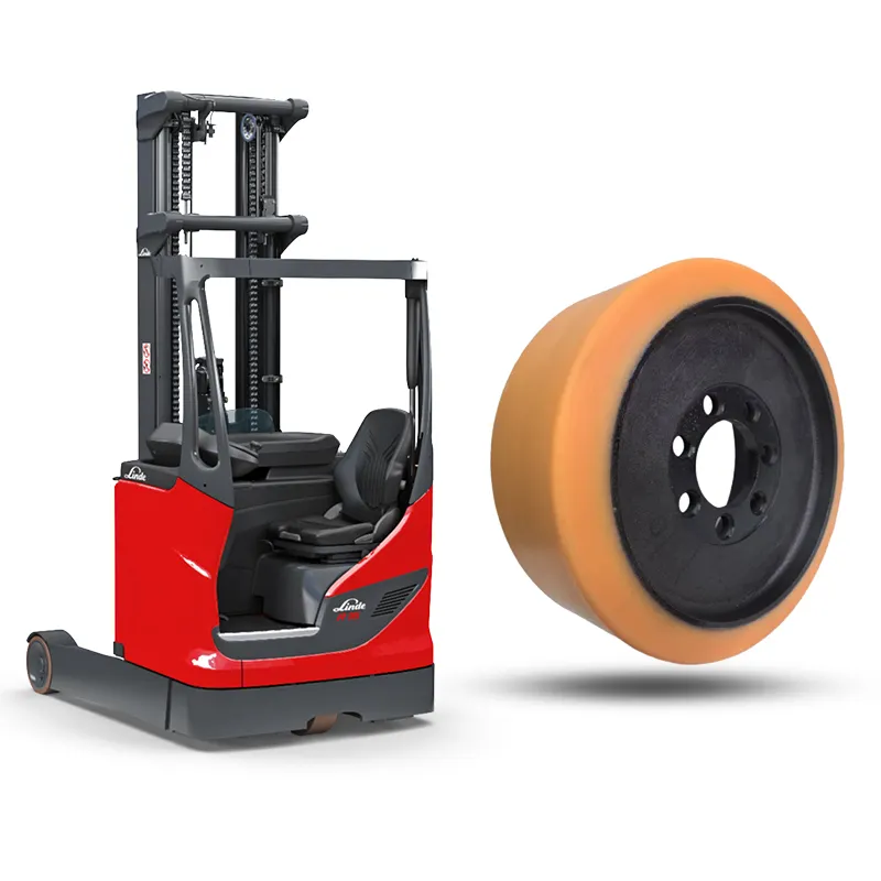 LINDE 343*135*80mm elektrikli Forklift PU lastik R16 R20 yüksek Rebound poliüretan sürüş tekerlekleri