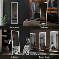 Miroir pleine longueur pour la maison ; Miroir de maquillage rectangulaire 3D pour mariage, design Art Déco, cadre métallique pliable