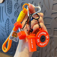Mini pendentif haltère de simulation en caoutchouc souple, porte-clés haltère, pendentif mini haltère, pendentif kettlebell, porte-clés de gym