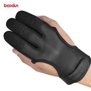 Baodun Three Finger Archery Glove Leather Black Unisex Outdoor <b>Shooting</b> Protection Smlxl - Product Image 4