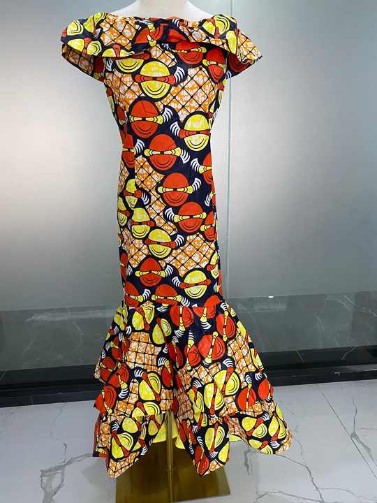 Vintage・未使用】AFRICAN BATIC COTTON DRESS｜ワンピース 