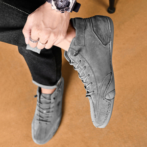 รองเท้าแฟชั่นสุดฮิต ไซส์ใหญ่ 35-50 รองเท้าลำลองทรงหุ้มข้อ พื้นเรียบ หนังแท้ สำหรับผู้ชาย - Product Image 2