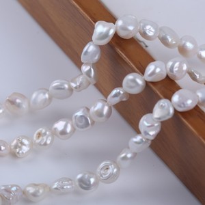 Perles d'eau douce naturelles blanches de 18 cm, 7-8 mm, perles rondes, trou droit, régénérées, couleur rose ABS, pour la fabrication de bijoux en gros - Product Image 2