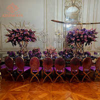 Table et chaises ovales de luxe modernes en acier inoxydable doré pour hôtel, mariage et événements