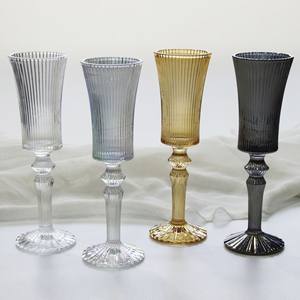 L Vintage gobelet à vin côtelé clair tige pour flûte à <span class=keywords><strong>champagne</strong></span> rayures verticales luxe classique pour hôtel verres métal verre - Product Image 2