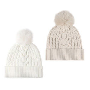 <span class=keywords><strong>Bonnet</strong></span> tricoté d'hiver unisexe pour femmes, <span class=keywords><strong>bonnet</strong></span> de ski chaud avec fausse fourrure, <span class=keywords><strong>pompon</strong></span> sans bord - Product Image 4